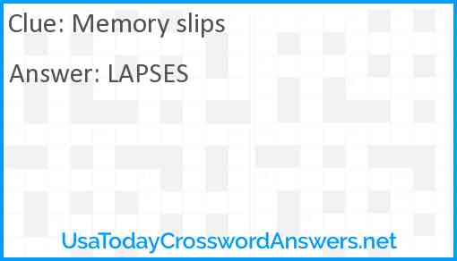 Memory slips Answer