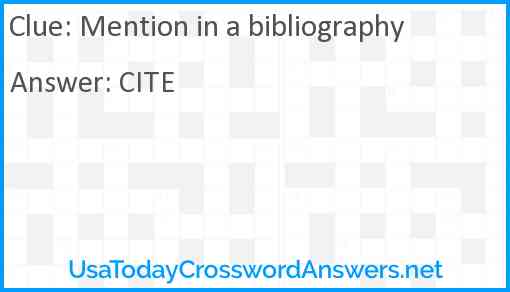 Mention in a bibliography Answer