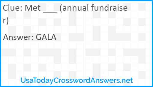 Met ___ (annual fundraiser) Answer