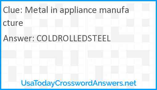Metal in appliance manufacture Answer