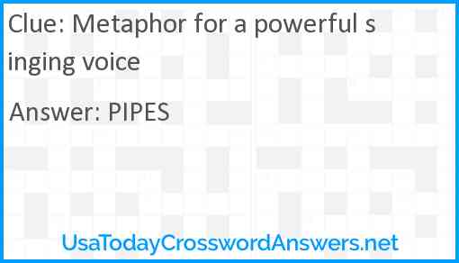 Metaphor for a powerful singing voice Answer
