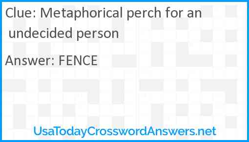 Metaphorical perch for an undecided person Answer