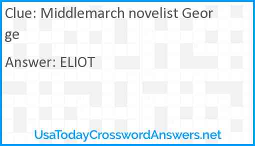 Middlemarch novelist George Answer