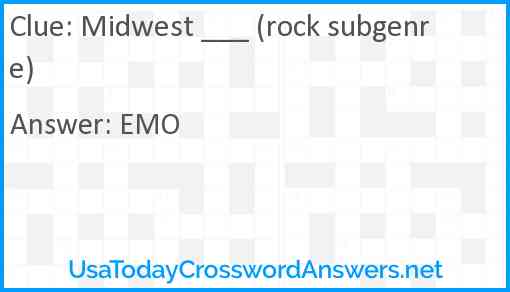 Midwest ___ (rock subgenre) Answer