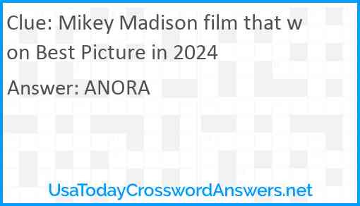 Mikey Madison film that won Best Picture in 2024 Answer