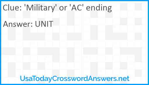 'Military' or 'AC' ending Answer