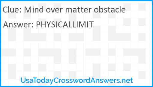 Mind over matter obstacle Answer