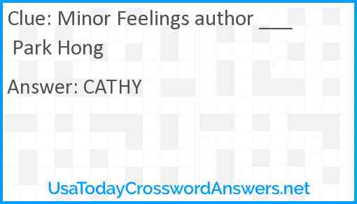 Minor Feelings author ___ Park Hong Answer