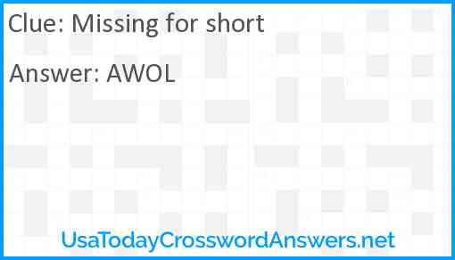 Missing for short Answer