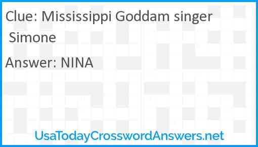 Mississippi Goddam singer Simone Answer
