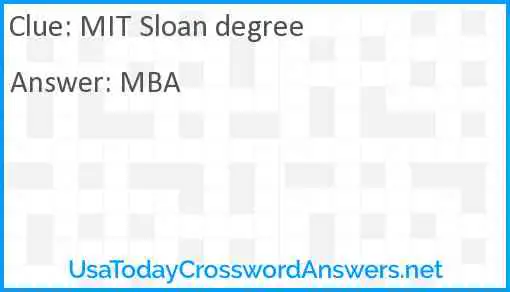 MIT Sloan degree Answer