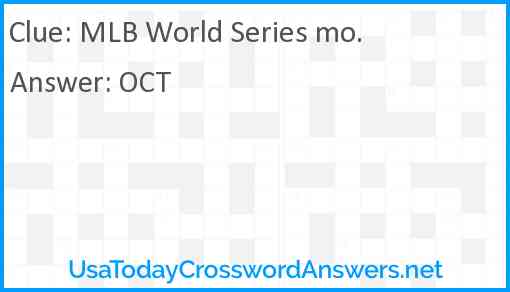 MLB World Series mo. Answer