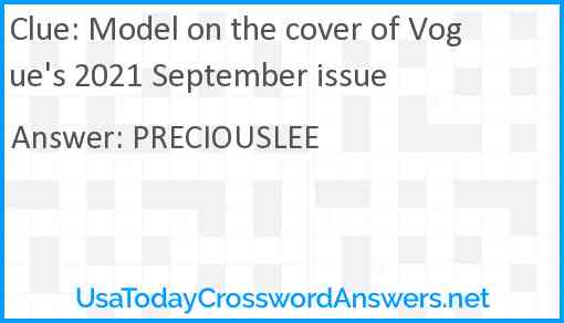 Model on the cover of Vogue's 2021 September issue Answer