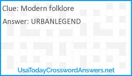 Modern folklore Answer