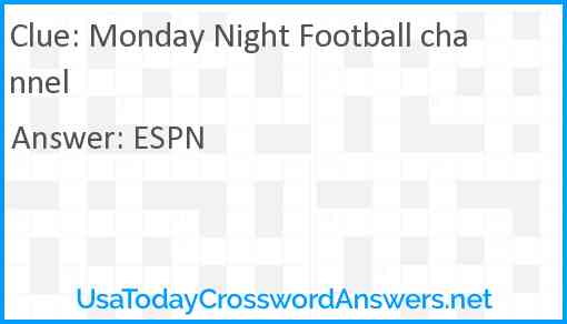 'Monday Night Football' channel Answer