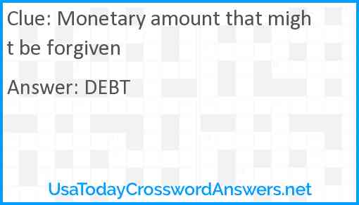 Monetary amount that might be forgiven Answer
