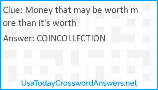 Money that may be worth more than it's worth Answer