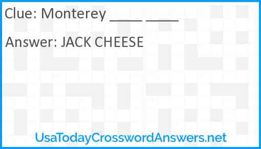 Monterey ____ ____ Answer