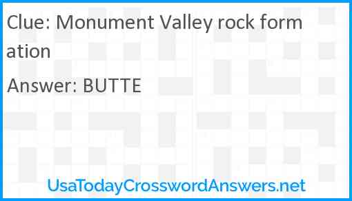 Monument Valley rock formation Answer