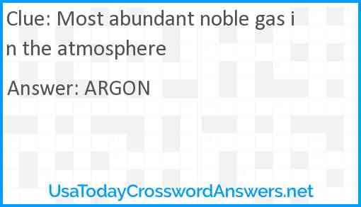 Most abundant noble gas in the atmosphere Answer