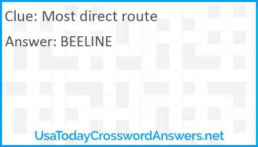 Most direct route Answer