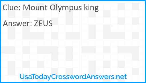 Mount Olympus king Answer