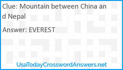 Mountain between China and Nepal Answer