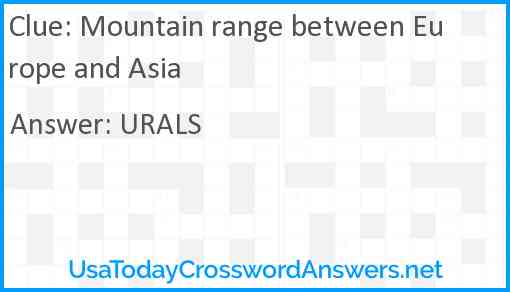 Mountain range between Europe and Asia Answer