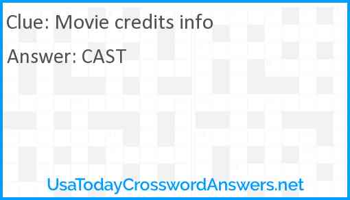 Movie credits info Answer