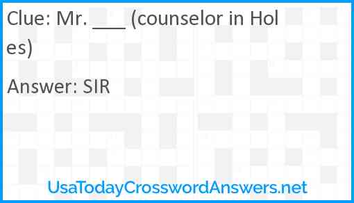 Mr. ___ (counselor in Holes) Answer