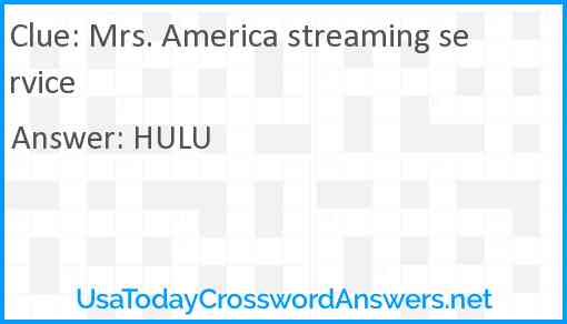 Mrs. America streaming service Answer