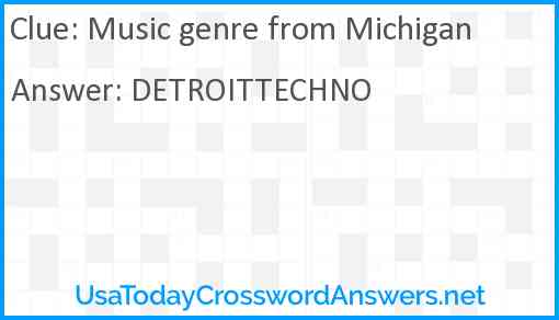 Music genre from Michigan Answer