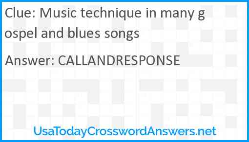 Music technique in many gospel and blues songs Answer