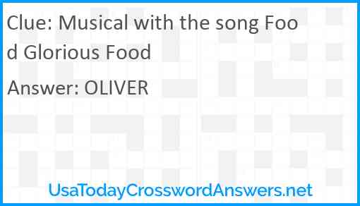 Musical with the song Food Glorious Food Answer