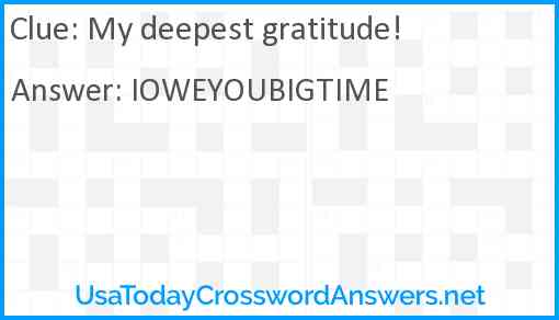 My deepest gratitude! Answer