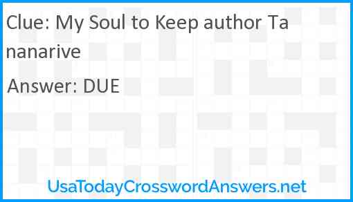 My Soul to Keep author Tananarive Answer