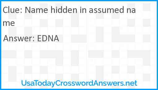 Name hidden in assumed name Answer