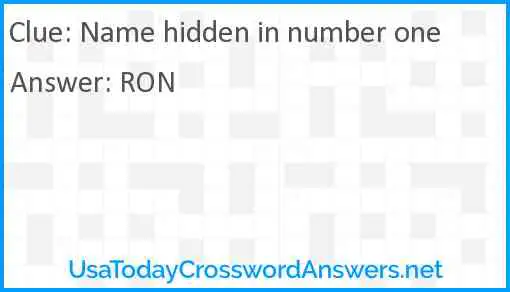 Name hidden in number one Answer