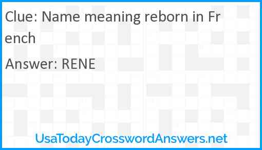 Name meaning reborn in French Answer