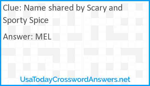 Name shared by Scary and Sporty Spice Answer