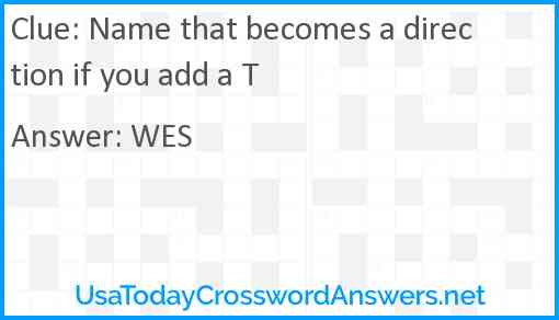 Name that becomes a direction if you add a T Answer