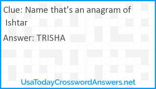 Name that's an anagram of Ishtar Answer