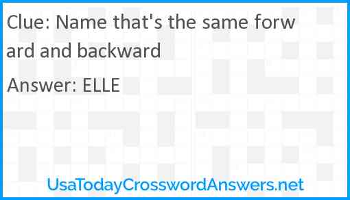 Name that's the same forward and backward Answer