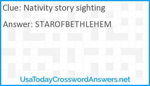 Nativity story sighting Answer
