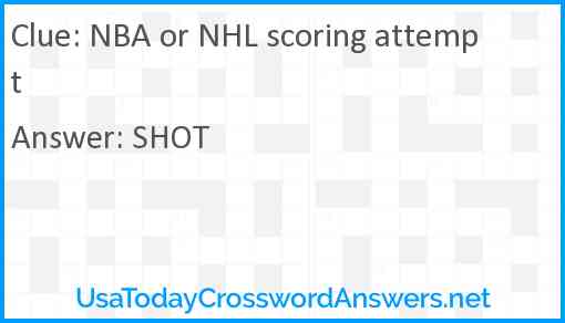 NBA or NHL scoring attempt Answer