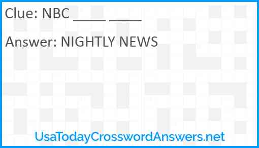 NBC ____ ____ Answer