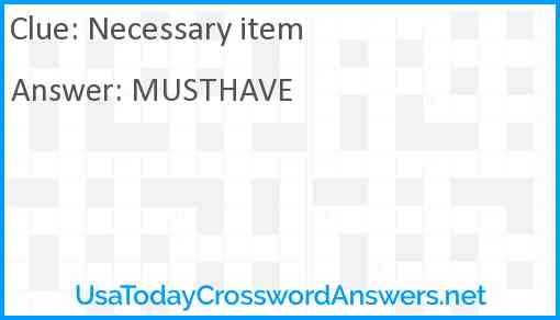 Necessary item Answer