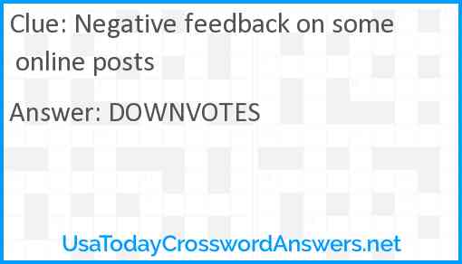 Negative feedback on some online posts Answer
