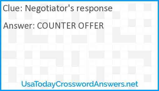 Negotiator's response Answer