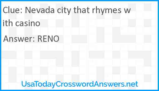 Nevada city that rhymes with casino Answer